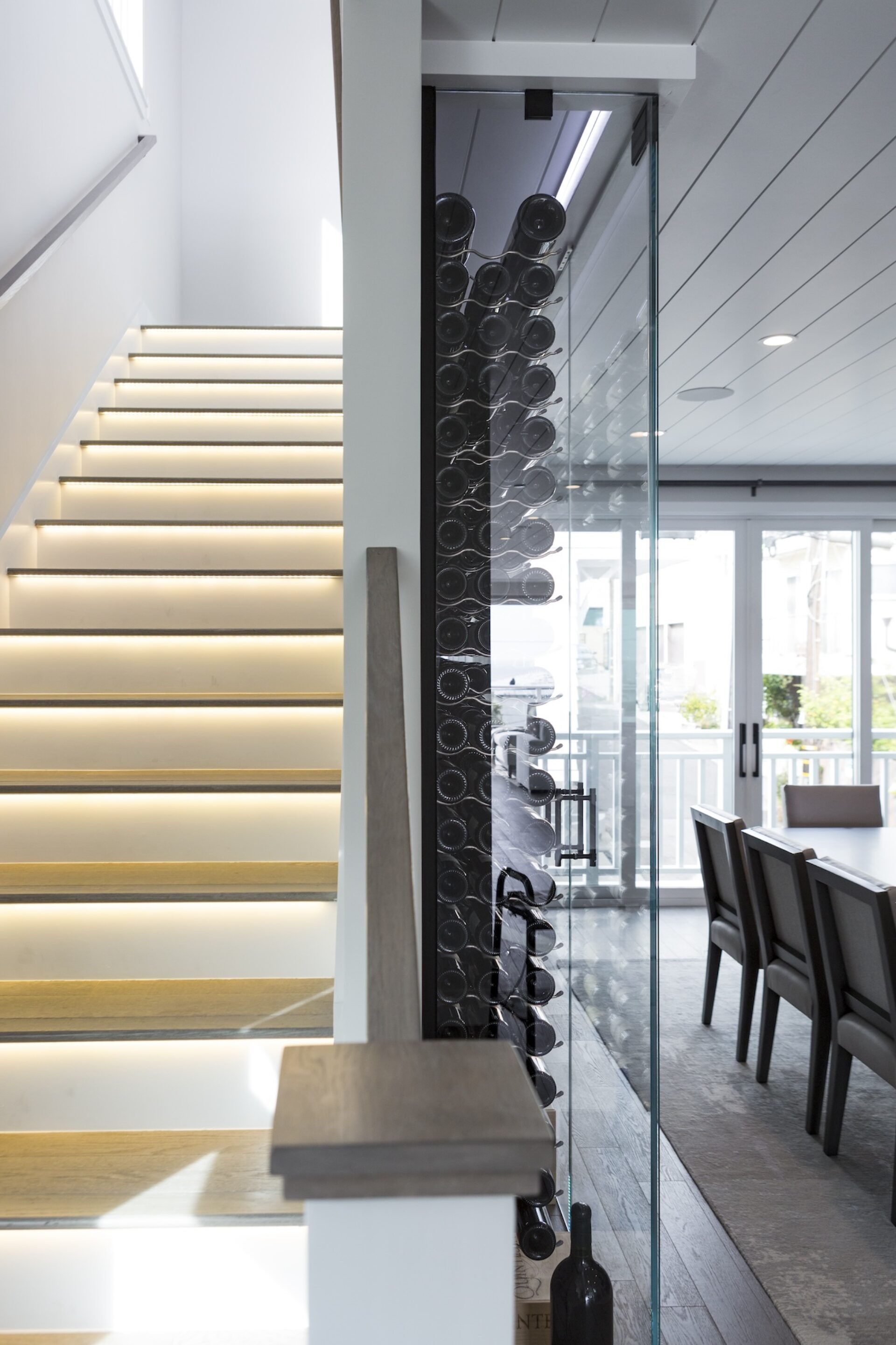 Staircase And Glass Wine Display
