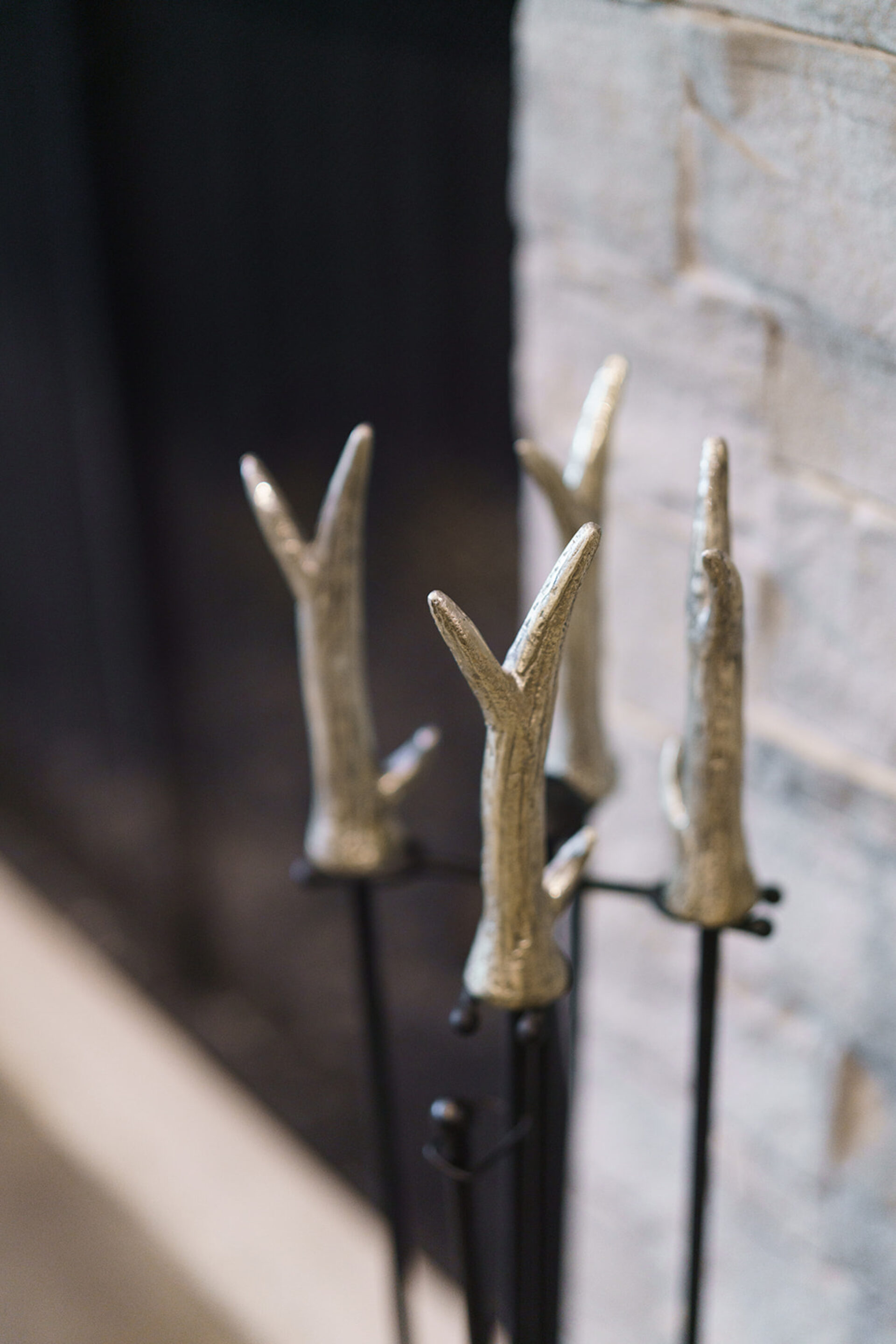 antler handle fireplace tools