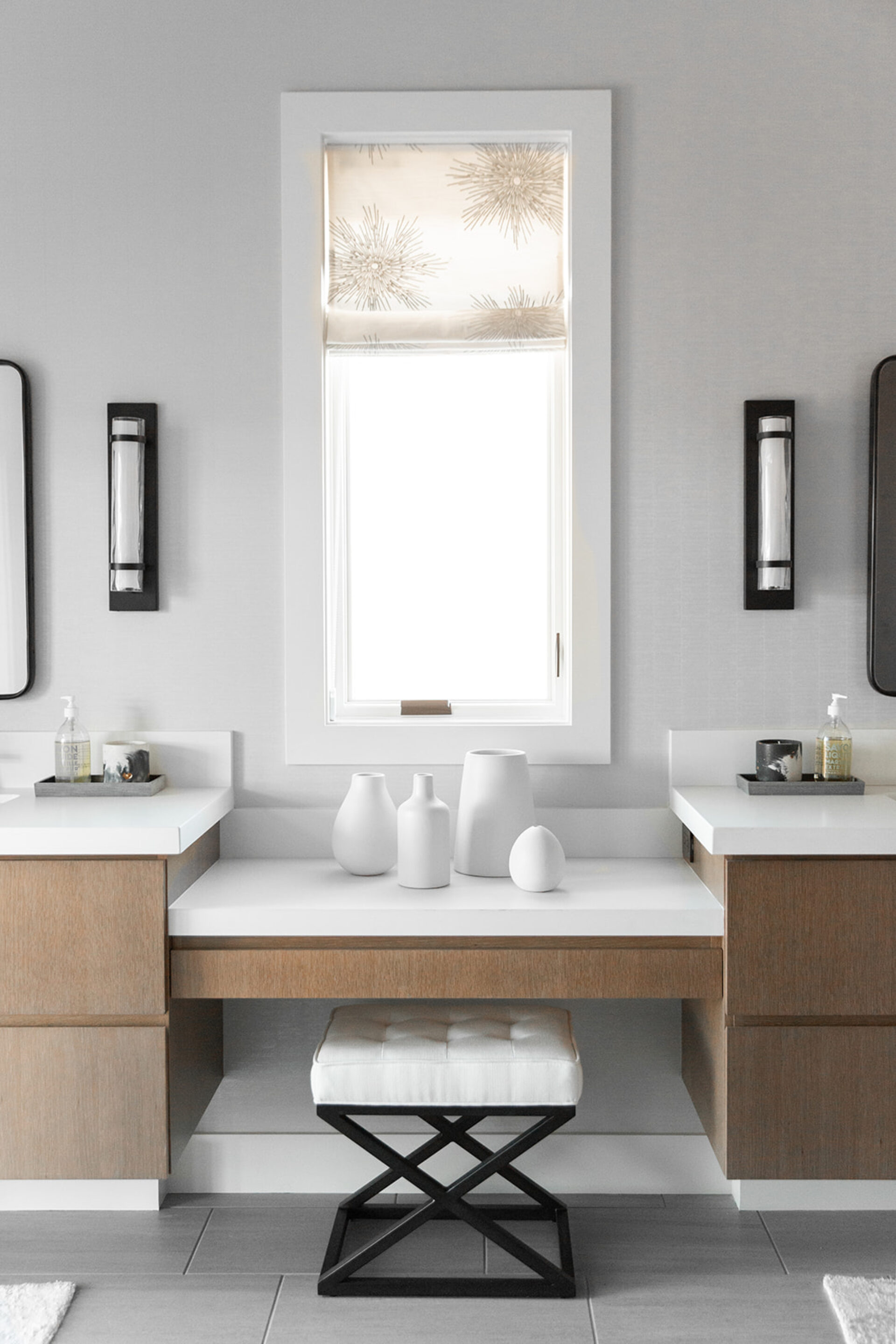 bathroom design vanity with makeup stool