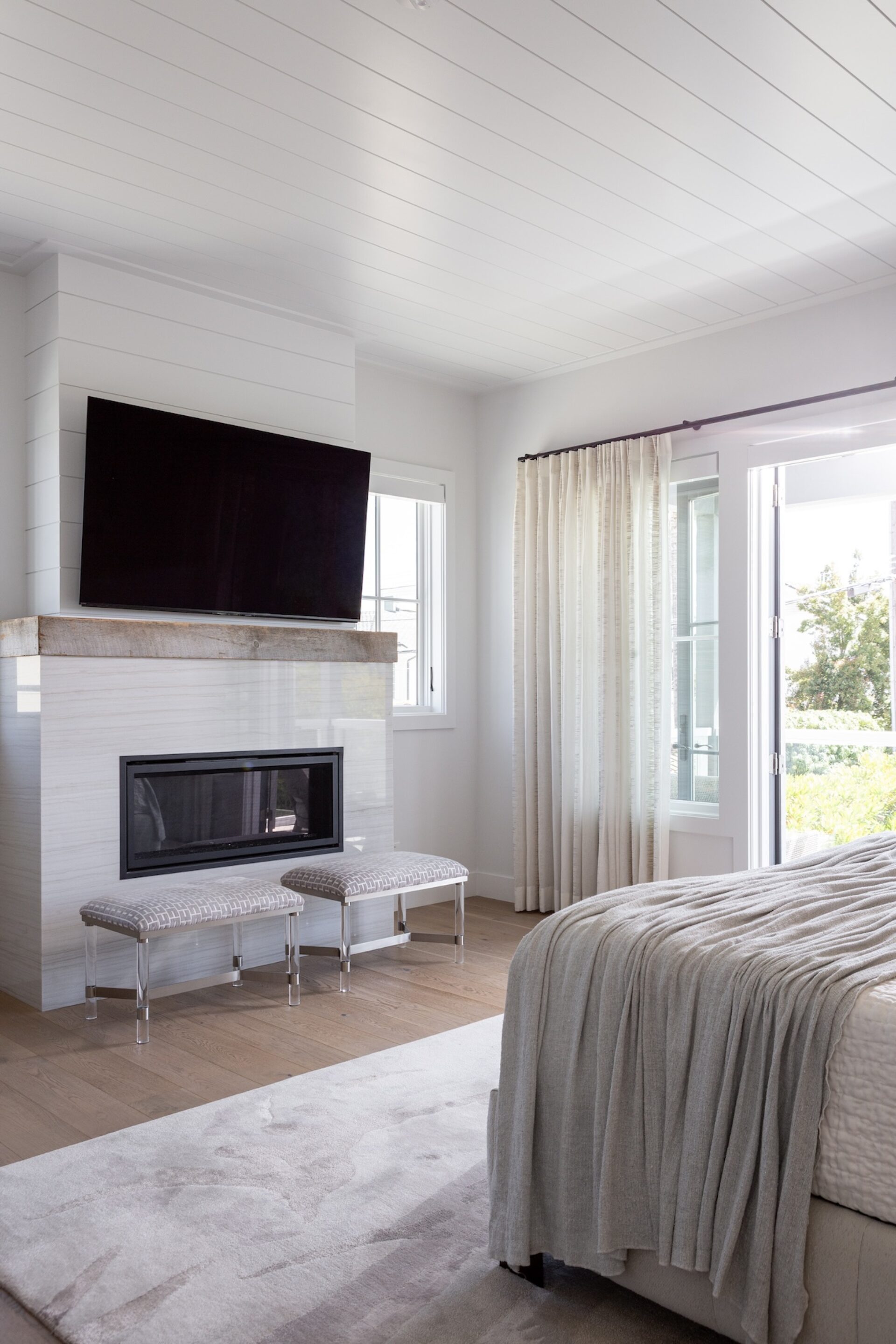 bedroom interior design tv over fireplace