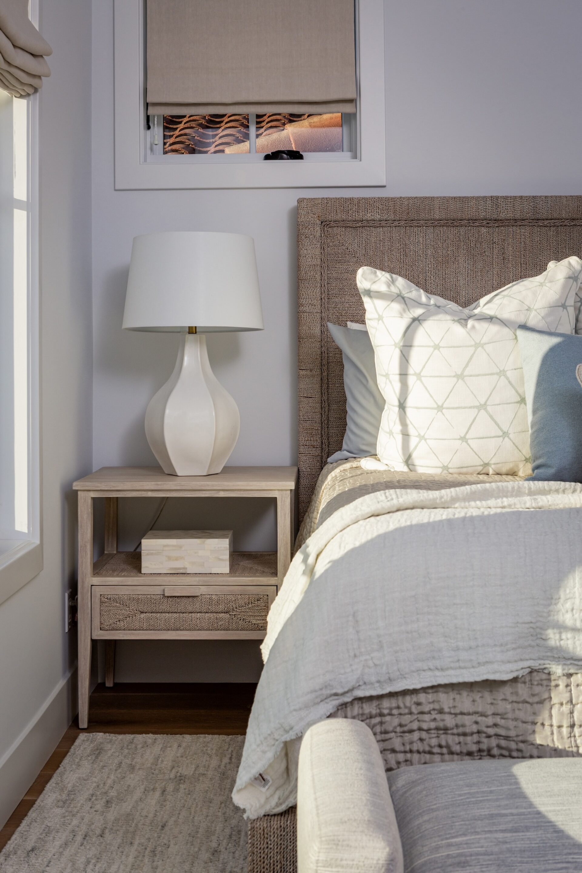 bedroom nightstand with lamp