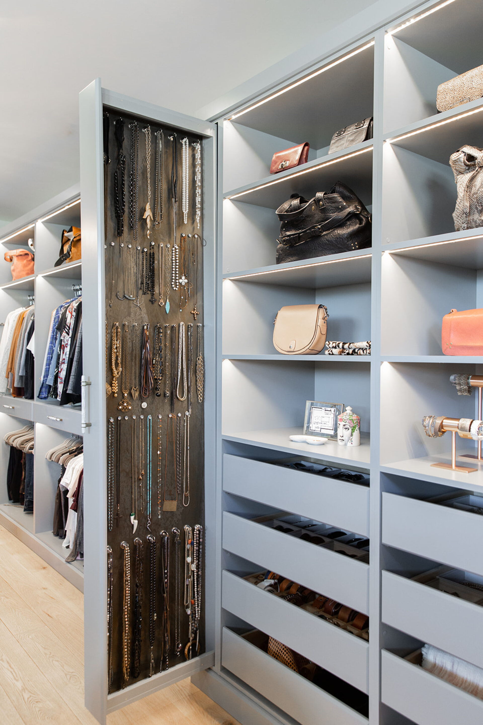 closet design slide out jewelry storage