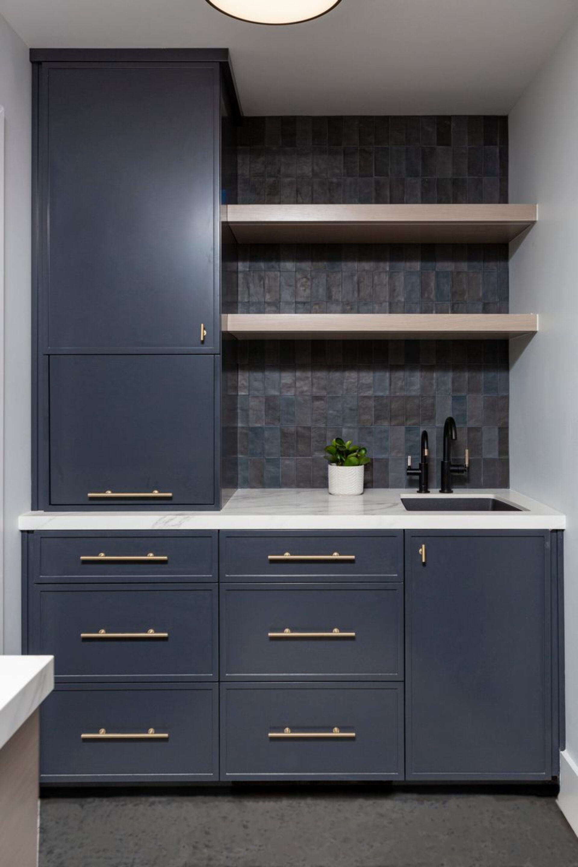 Custom Wet Bar Blue Cabinetry