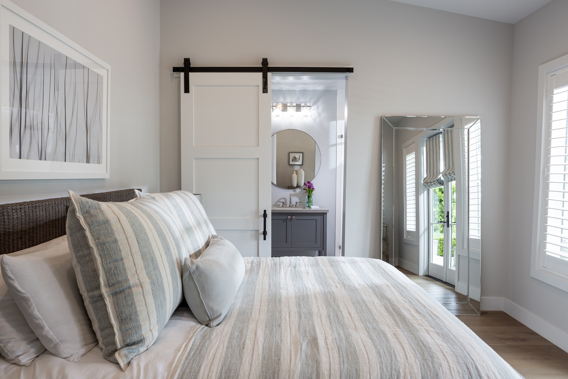 hudson home interior design bedroom design sliding bathroom door