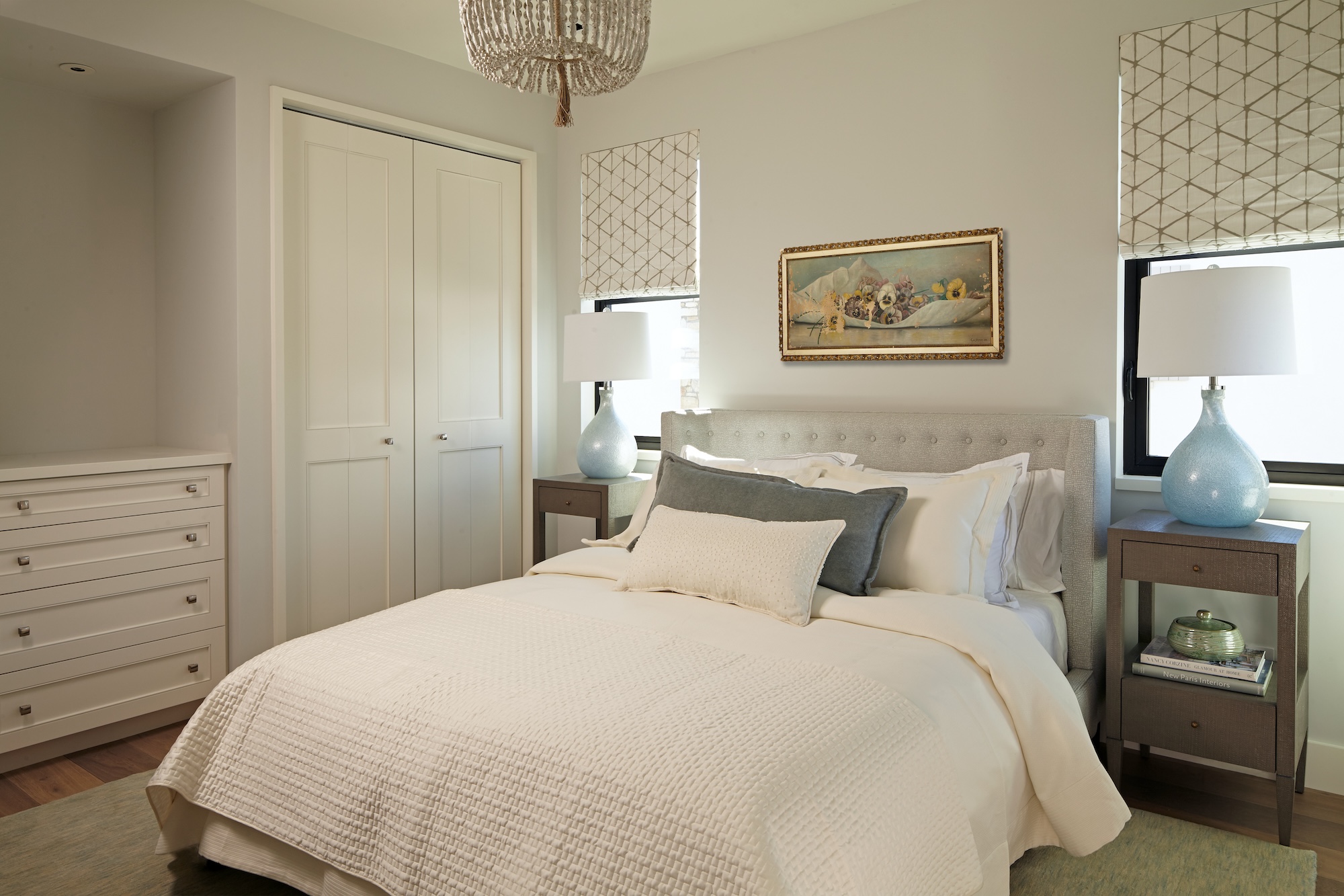 Hudson Home Interior Design Bedroom With Window Treatments