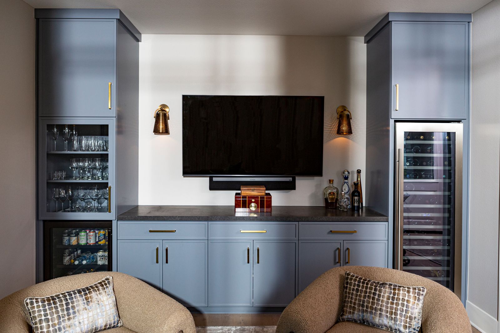 Hudson Home Interior Design Sitting Room Bar With Tv