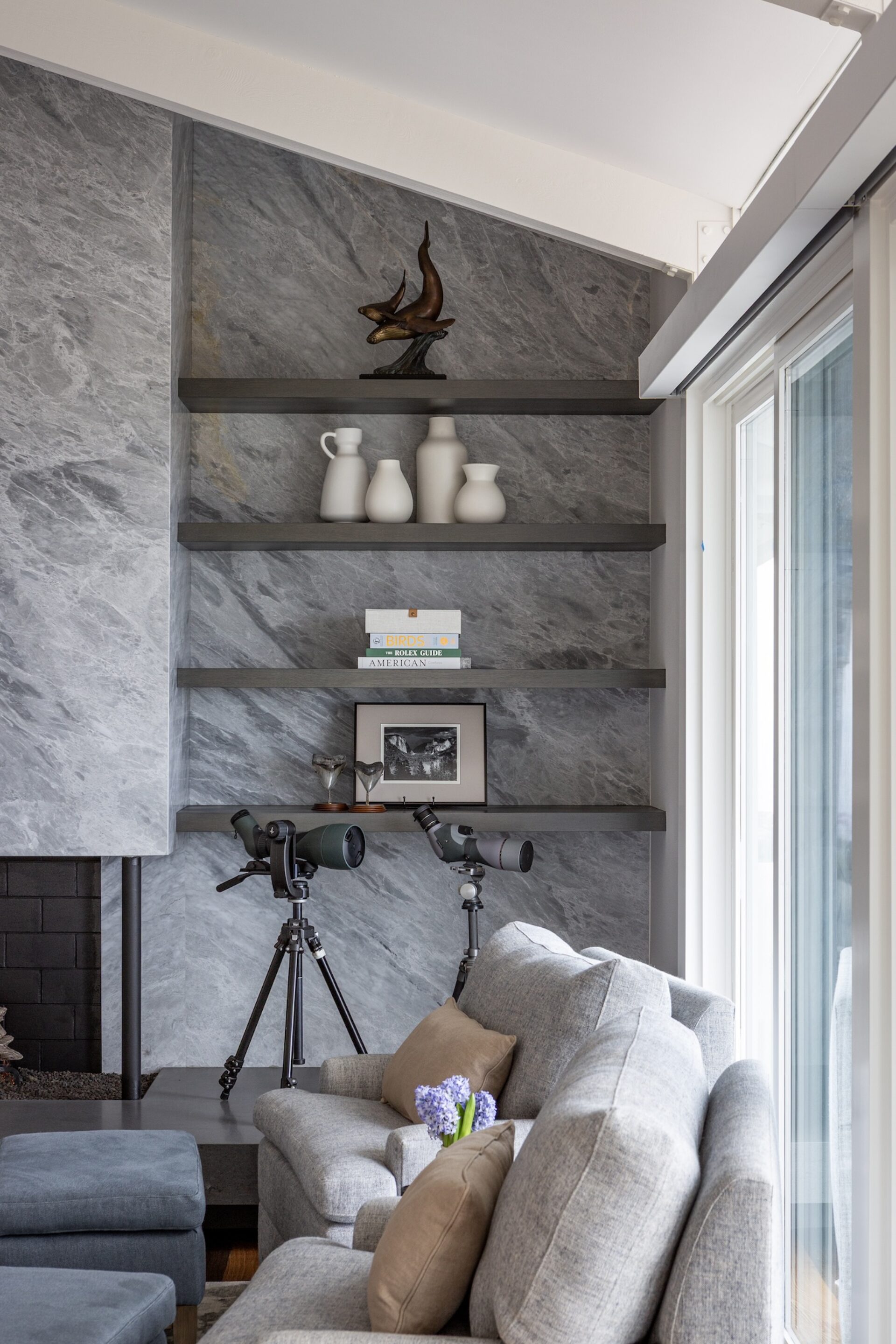 Living Room Fireplace Design Floating Shelves
