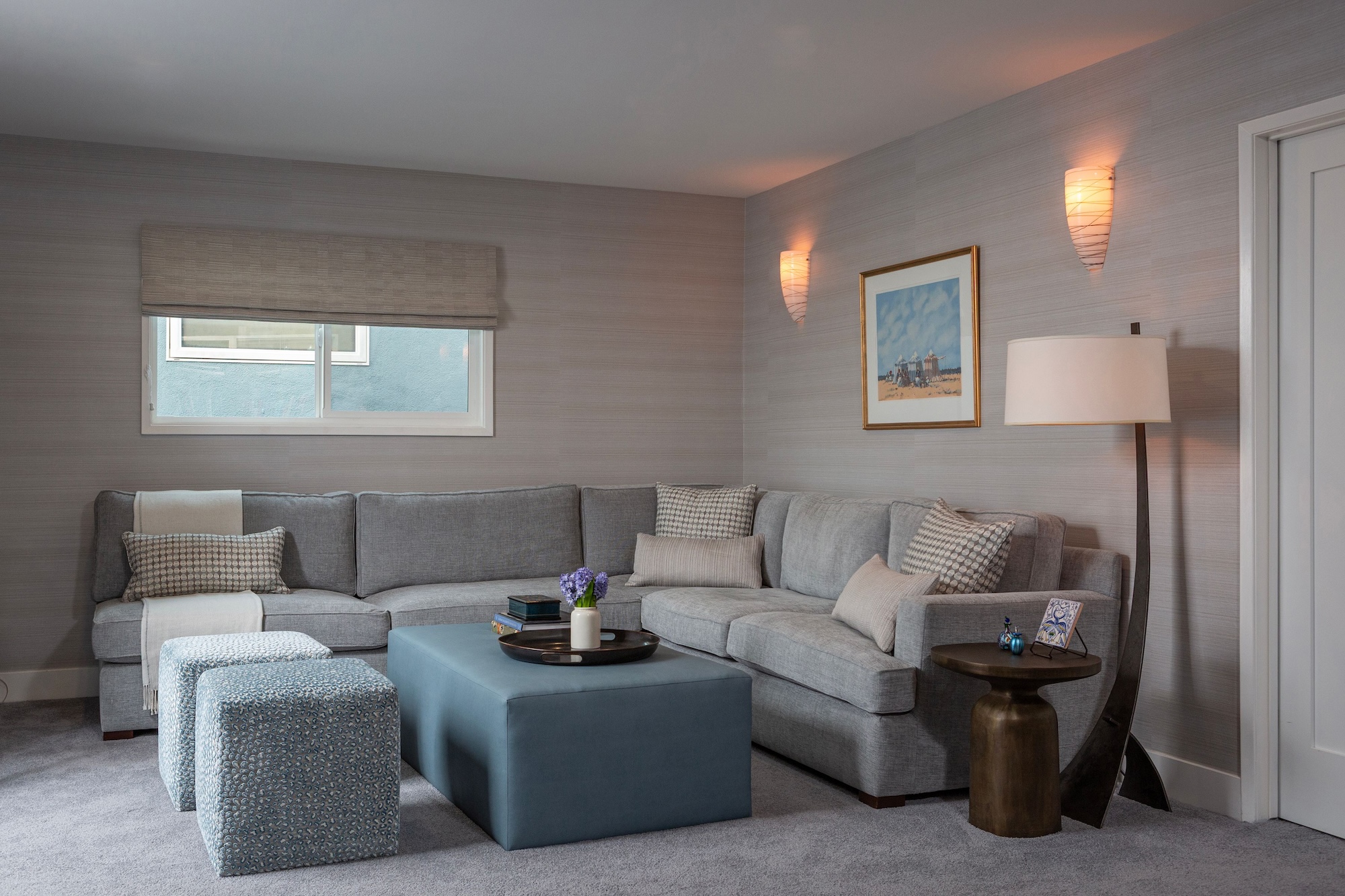Living Room Interior Design Sofa Ottomans