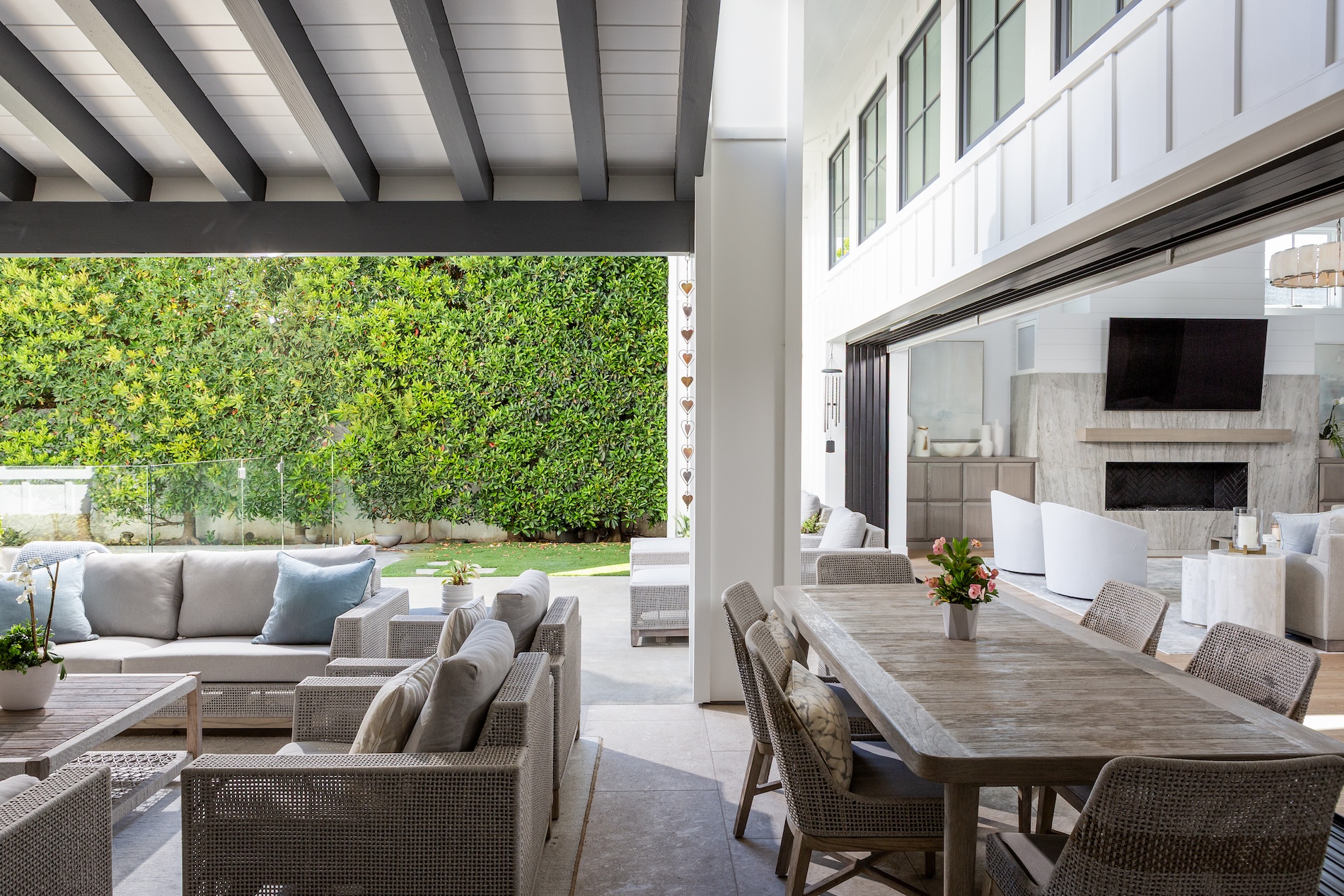 outdoor patio design table and living area newport beach ca