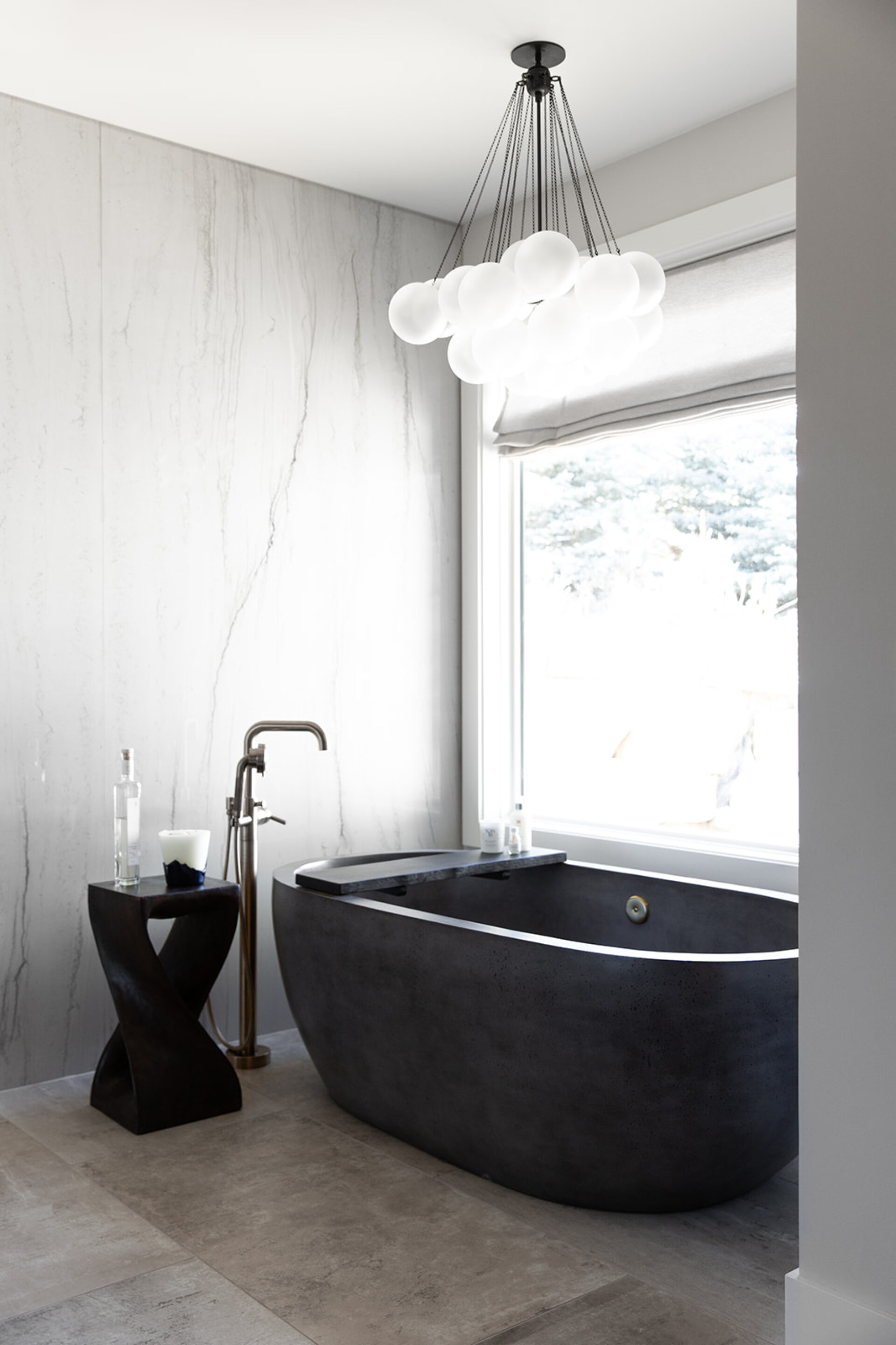 primary bathroom dark bathtub