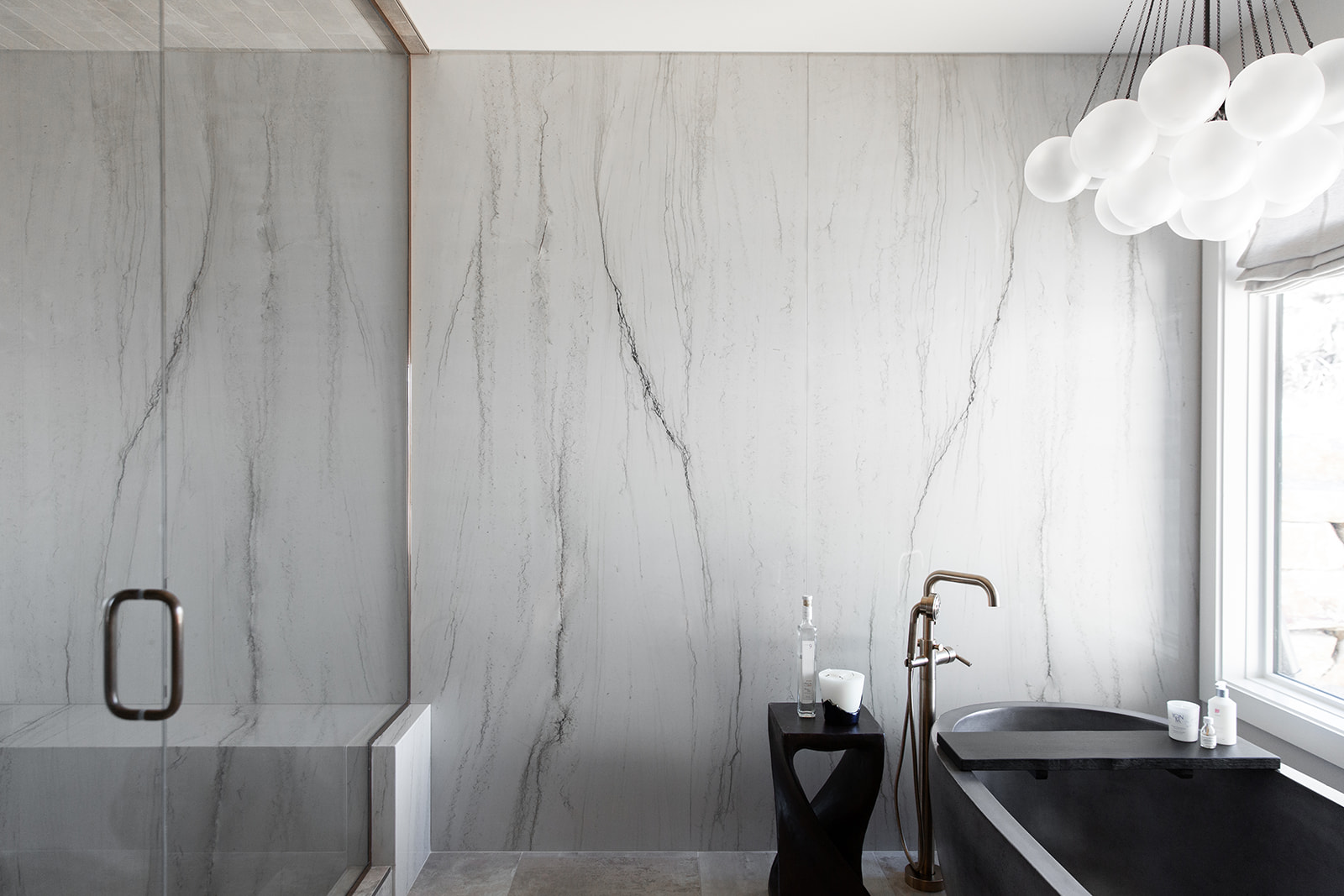 primary bathroom design marble wall