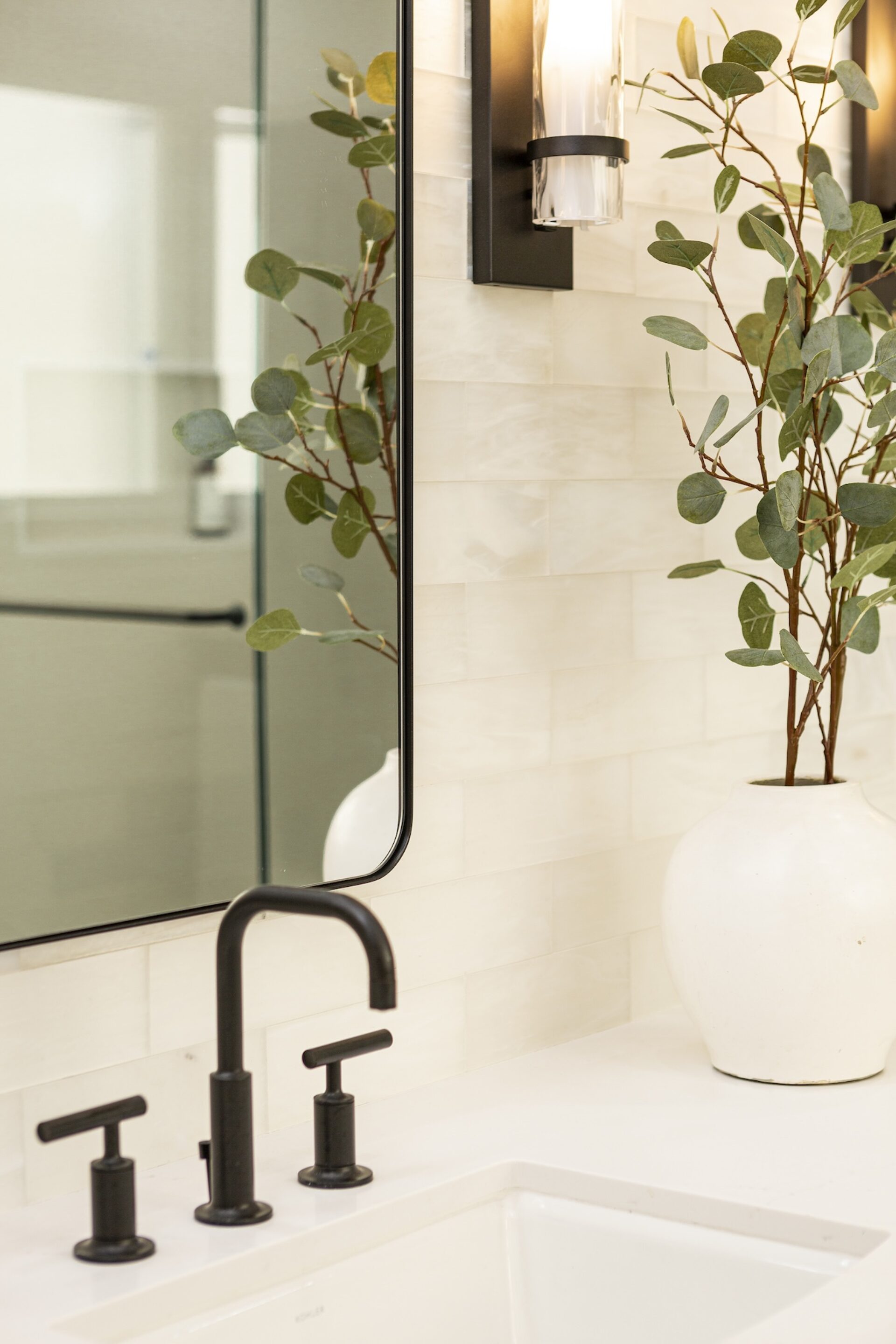 Sink Detail Black Faucet Primary Bathroom