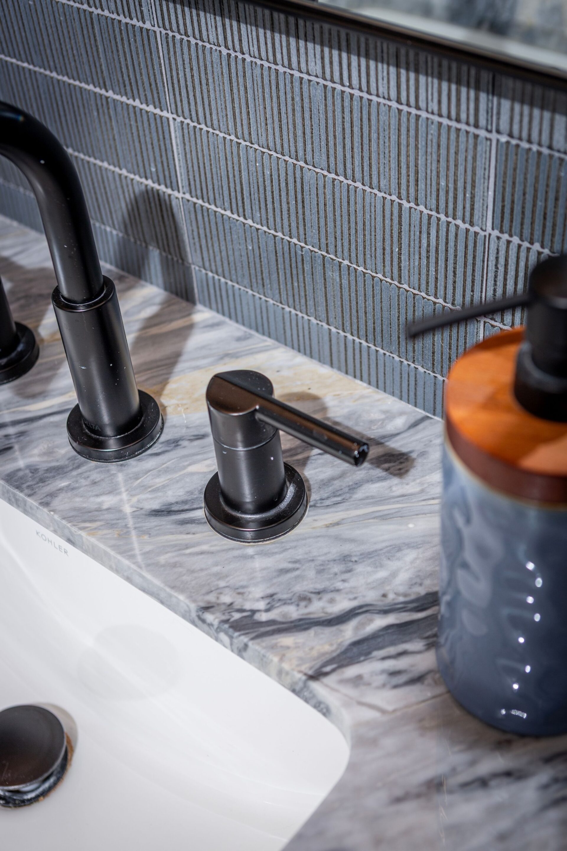 Sink Detail Gray Countertop Bathroom