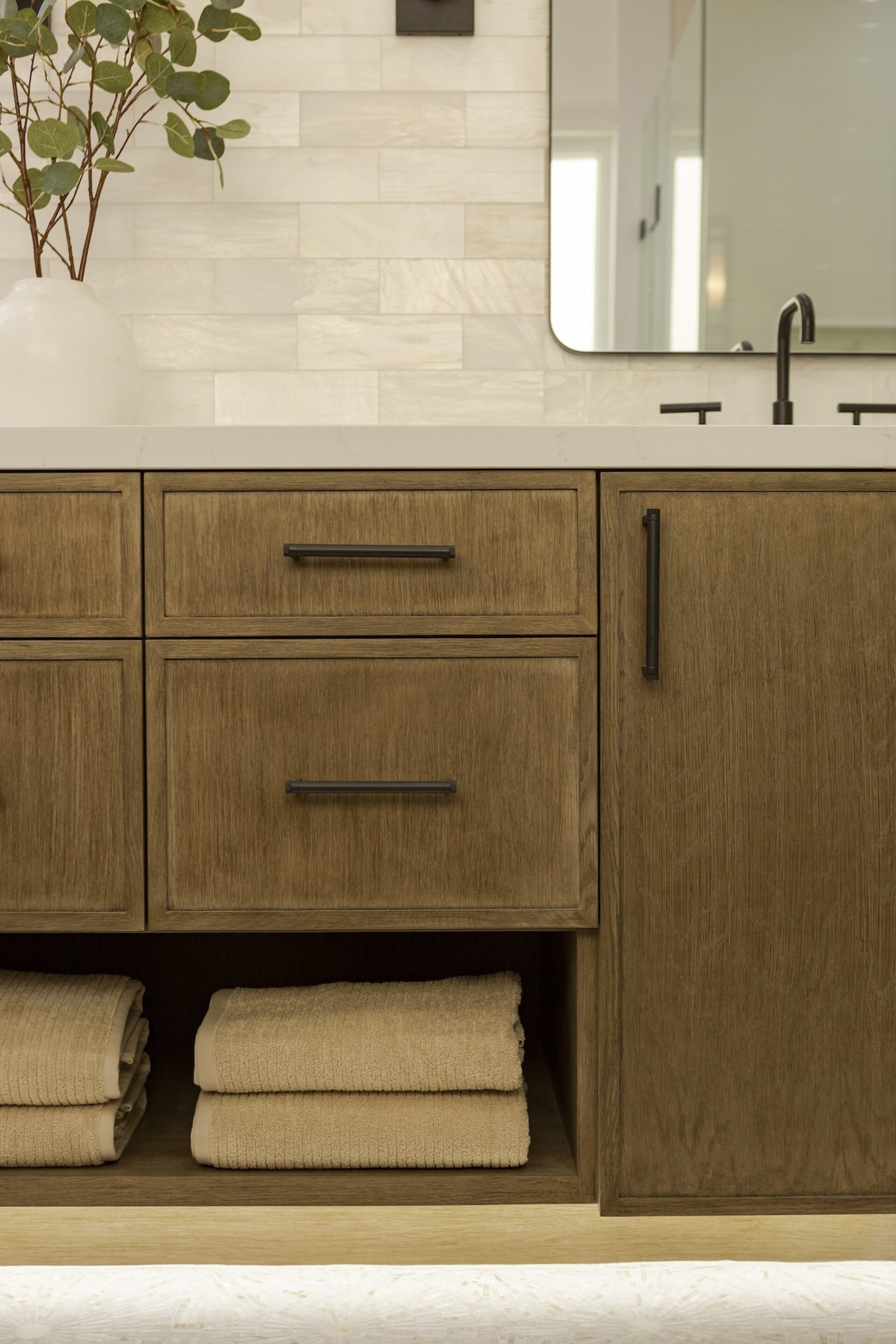 Under Cabinet Storage Towels Primary Bathroom