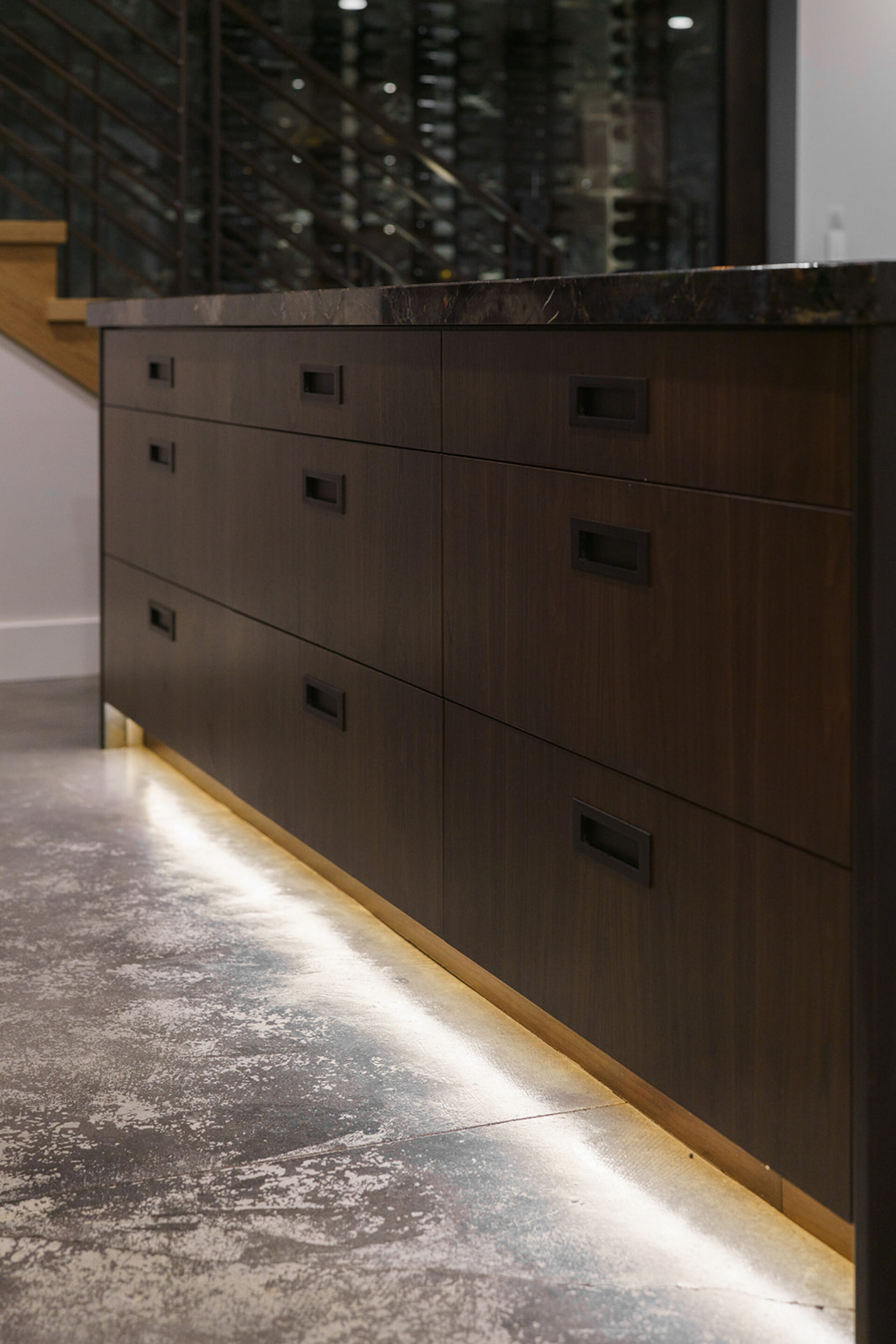 wine cellar design under cabinet lighting